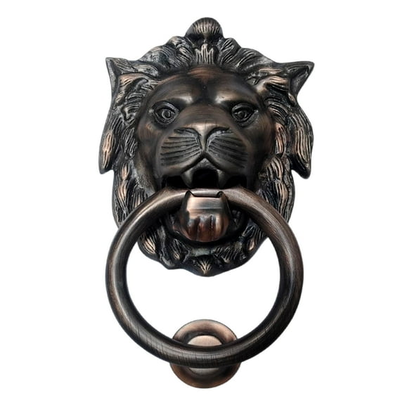 Shristy Hardware "Lion Plain Ring" Brass Door Knocker for Door Front - (Pack of 1 Antique Copper Finish)