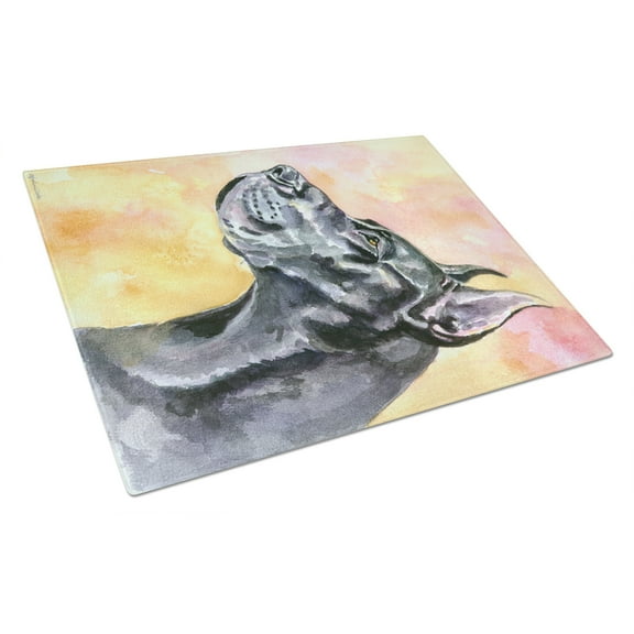 Caroline's Treasures Great Dane Black Cropped Glass Cutting Board Large