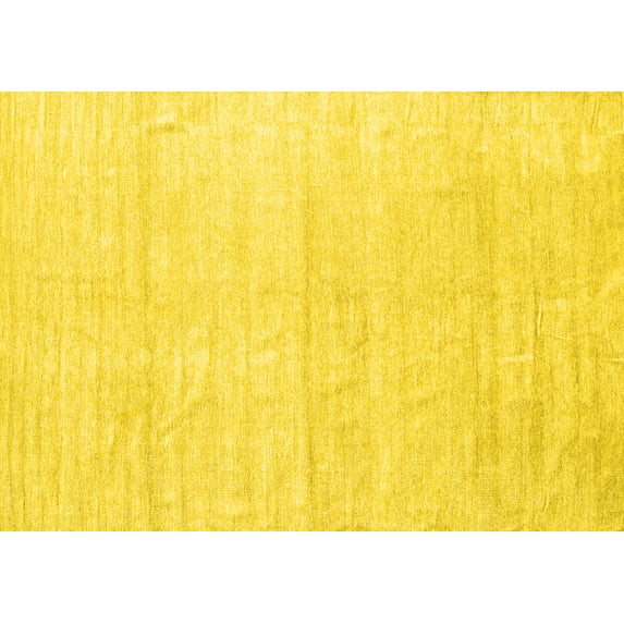 Ahgly Company Machine Washable Indoor Rectangle Solid Yellow Modern Area Rugs, 5' x 7'