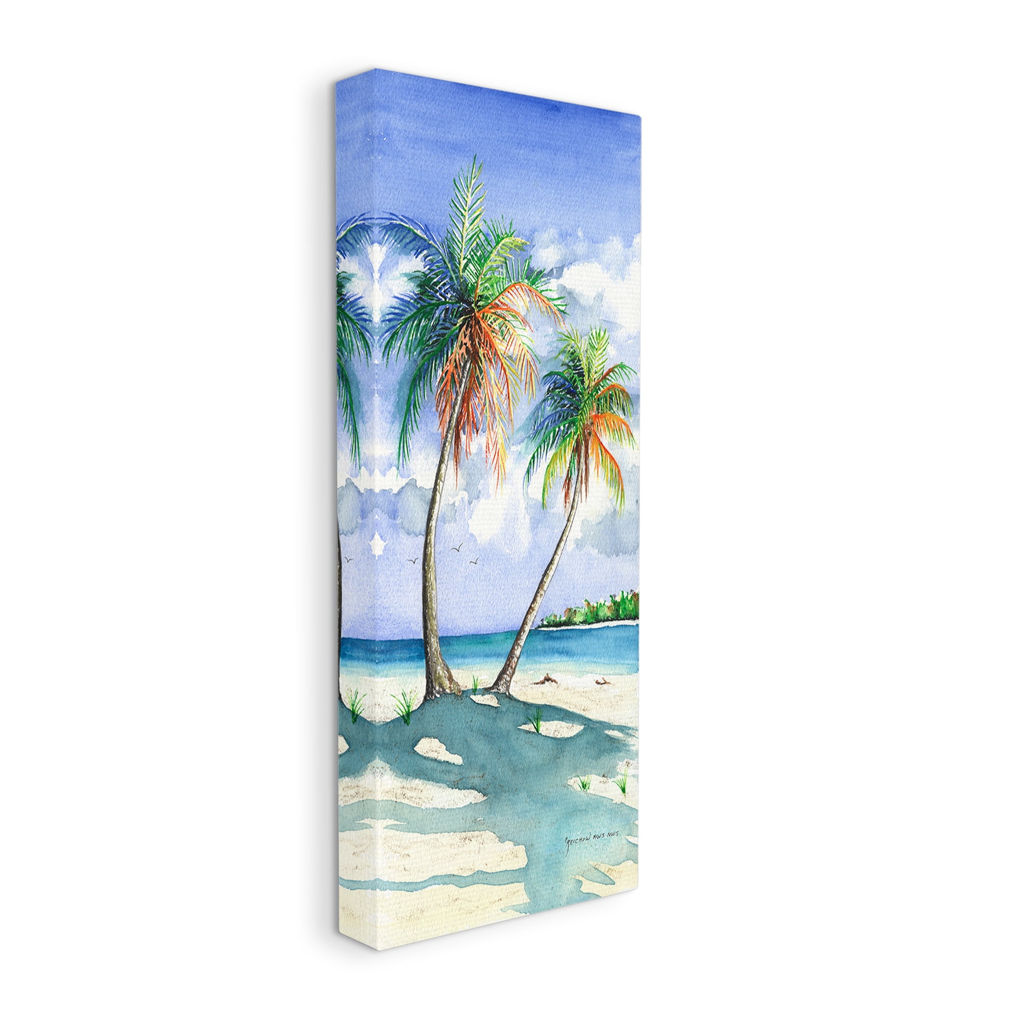 Stupell Industries Sunlit Palm Trees Landscape Painting Gallery Wrapped Canvas Art Print Wall Art, 20 x 48