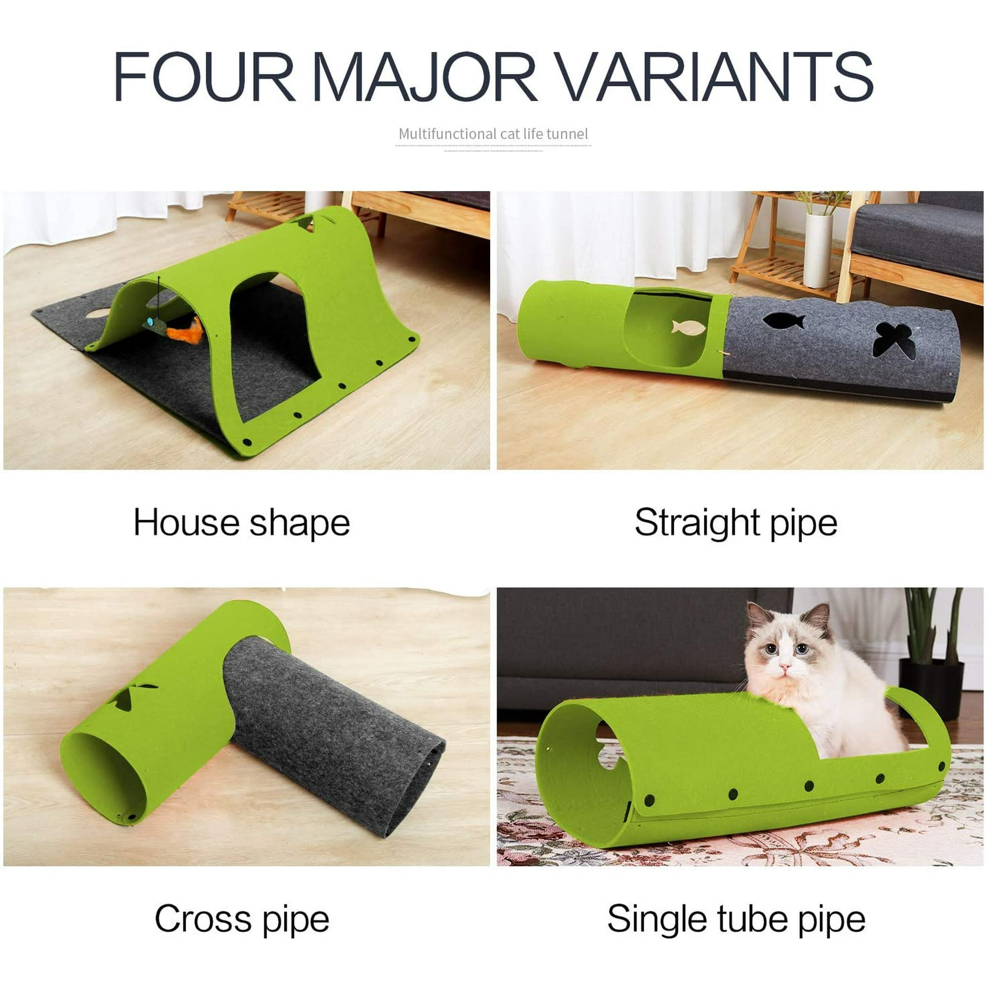 Cat Tunnel with Hanging Catnip Cat Toys Indoor Interactive Play Tube Tunnel Funny Hiding DIY Cat House