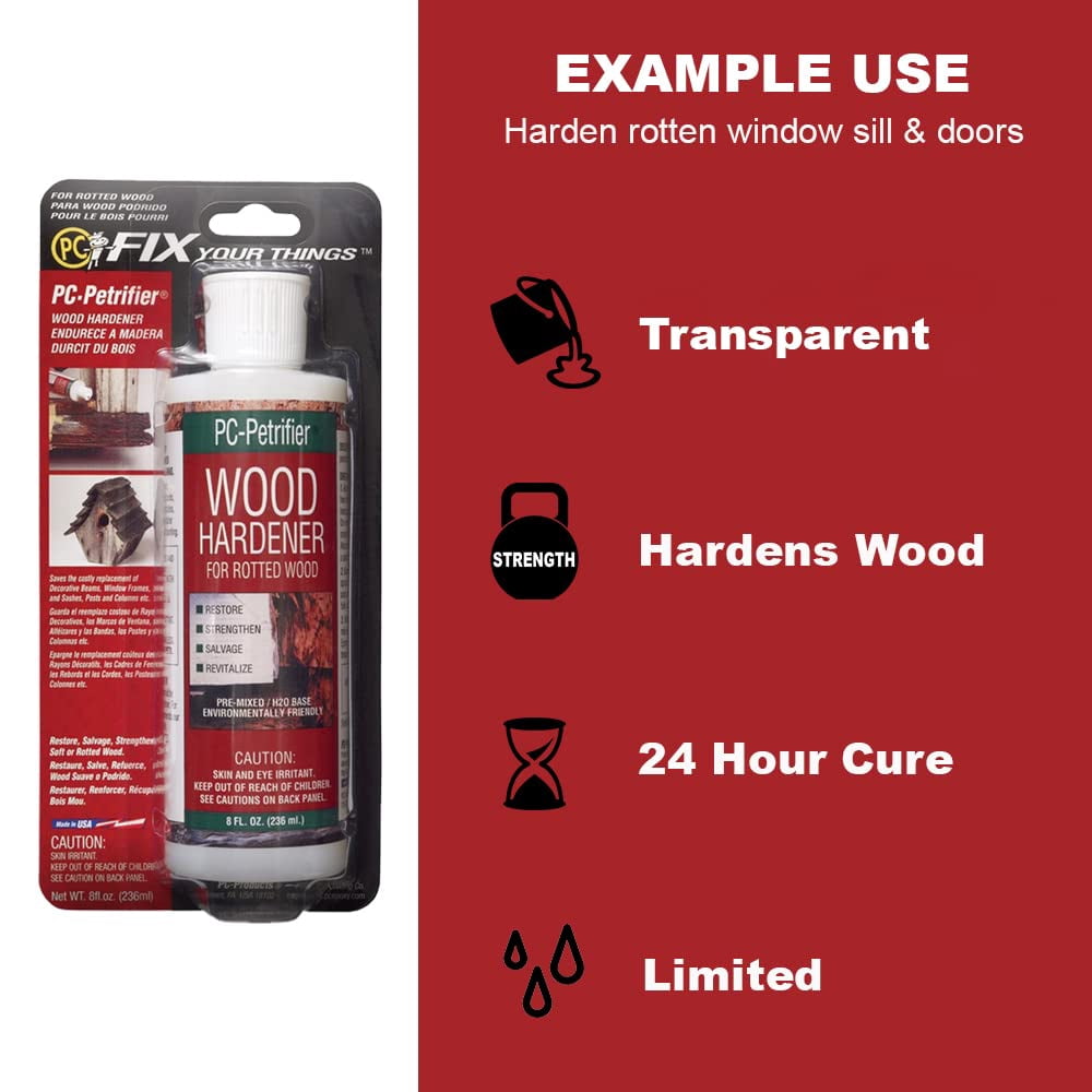 PC Products Wood Repair Epoxy Paste and Wood Hardener Kit, PC-Woody 6 oz and PC-Petrifier 8 oz