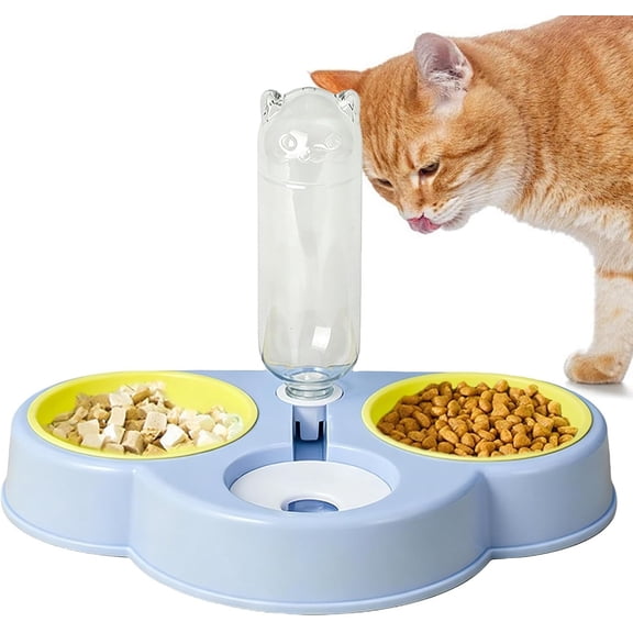 Three-Bowl Pet Feeder with Auto Water Dispenser, Detachable, Large Capacity, for Dogs Cats