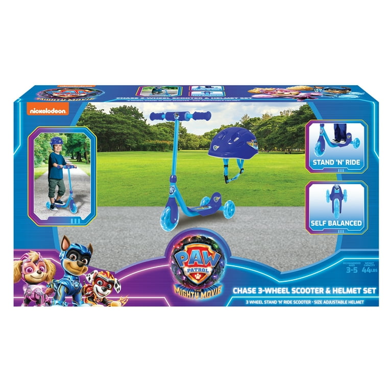 PAW Patrol The Mighty Movie Chase 3 Wheel Scooter Helmet Set