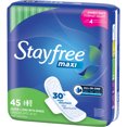 Stayfree Maxi Long Pads with Wings, Unscented, Super, 45 Ct