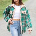 thumbnail image 6 of cocolona Womens Flannel Plaid Shirts Turn-down Collar Long Sleeve Casual Jacket Winter Fleece Warm Outwear Coats with Pockets, 6 of 7
