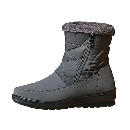 

LBECLEY Not 100 Womens Snow Boots Color Side Zipper High Top Boots Solid Women s Shoes Comfortable Warm Snow Women s Boots Womens Fashion Stack Heel Winter Boots Grey 39