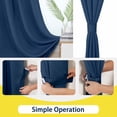 thumbnail image 5 of 63 Inch Thermal Insulated 100% Blackout Lattice Curtain Panels (2 Panels) Blue, 5 of 7