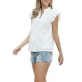 thumbnail image 4 of INSPIRE CHIC Summer Eyelet Tops for Women's Dressy Casual V Neck Ruffle Cap Sleeve Lace Embroidered Blouses L White, 4 of 6