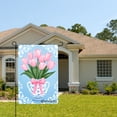 thumbnail image 2 of Amhnf Pink Tulips In Blue Vase With Bow Garden Flag For Home Outdoor Garden Yard Decor 12x18 inch, 2 of 5