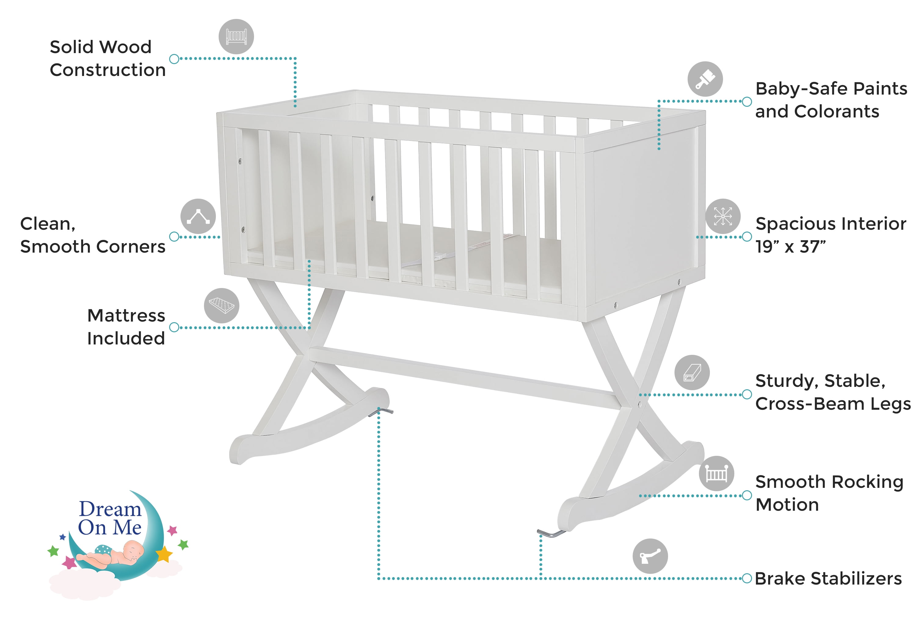 dream on me rocking cradle white