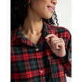 thumbnail image 4 of No Boundaries Sleepwear Cotton Flannel Button Down Shirt, Women’s, 4 of 5