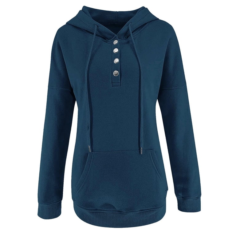 ETCYY Women's Color Block Hoodie - Long Sleeve Drawstring Pullover With Pocket, Leopard Navy, Small