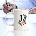 thumbnail image 3 of J Floral Pattern 11oz Ceramic Coffee Mug | Initial Personalized Gift, 3 of 7