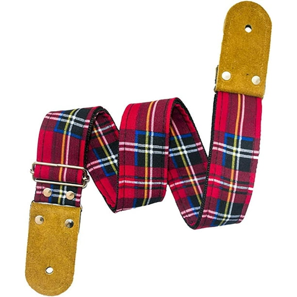 Correa para guitarra, Strap guitarra acústica, bajo eléctrico, guitarra eléctrica Kidam Escoces rojo