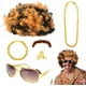 thumbnail image 1 of YANSION 70s 80s Disco Peluca Disfraz Set Hip Hop Disfraz Kit Rapper Disfraz con Peluca Afro y Bigote Gafas de Sol Collar Dorado Pulsera y Anillo Dorado Novedad Disfraces Prop 60/70/80s Fiesta Disco, 1 of 8