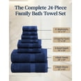 thumbnail image 3 of LANE LINEN 24 Pc 100% Ring Spun Cotton Towel Set - Luxuriously Thick & Fluffy, Long-Lasting Weave - Navy, 3 of 9