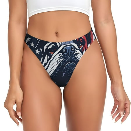 Rateoe Bulldog with Forest Flag Pattern Seamless Women Underwear Thongs No Show Ladies Thong No Line Breathable Comfortable Panties Undies for Women-3X-Large
