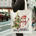 thumbnail image 5 of Christmas Tote Bag, Christmas Canvas Tote Bags Gifts for Women Girls, Winter Reusable Grocery Shopping Bag (E), 5 of 6