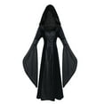 thumbnail image 2 of EQWLJWE Liquidation d'Été! Robe Longue Vintage Gothique à Manches Évasées à Capuche Imprimée, Taille Lacée, Robe de Fête Vintage pour Femmes Grande Taille, 2 of 5