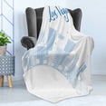 thumbnail image 4 of Las Vegas Soft Flannel Fleece Blanket, Buildings Urban City Love Themed Composition with Las Vegas Lettering and Birds, Cozy Plush for Indoor and Outdoor Use, 70" x 90", Blue White, by Ambesonne, 4 of 5