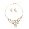 thumbnail image 1 of Las Mujeres De Gargantilla De Diamantes De Imitación De Los Estados Babero Aretes Collar Grueso De Oro, 1 of 8