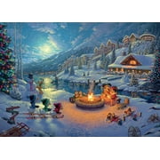 Ceaco 1000-Piece Thomas Kinkade Holiday Disney Mickey & Minnie Christmas Lodge Interlocking Jigsaw Puzzle