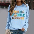 thumbnail image 2 of Wang6 Womens Thanksgiving Graphic Sweatshirts Trendy Gobble Letter Printed Long Sleeve Crew Neck Pullovers Comfy Fall Loose Fit Solid Tshirts Tops Light Blue S, 2 of 4