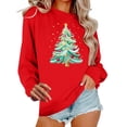 thumbnail image 2 of Sakmal Sweatshirts for Women Christmas Red Crew Neck Oversized Tops Winter Christmas Trees Sweatshirt for Women, 2 of 6