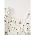 thumbnail image 2 of Fdqin Girls Summer Dress Floral Ruffle Square Neck Sleeveless A-Line Cute Sundress for Beach Party, Green Floral,5-6Y, 2 of 7
