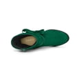 thumbnail image 4 of BLISSFUL STEP Women's Slouch Boots Ankle-High Block Heel Bow Decor Boots Emerald Green 6, 4 of 7