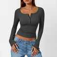 thumbnail image 3 of Women's Long Sleeve Henley Ribbed Fall Top Casual Winter T-Shirt, 3 of 9