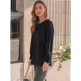 thumbnail image 3 of Womens Long Sleeve Tops Dressy Casual Shirts Pleated Crewneck Basic Blouses Fall Trendy Outfits, 3 of 6