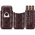 thumbnail image 1 of CIGARLOONG Leather Cigar Case,Hold 3 Count Portable Holder,Travel Humidor with Cigar Cutter(Dark Brown), 1 of 7