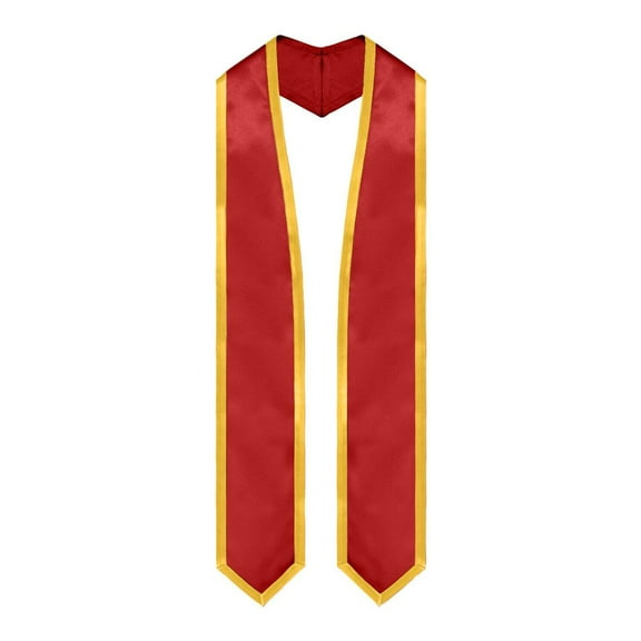 Endea Graduation Red/Gold Plain Graduation Stole with Trim Color  Classic End