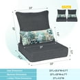 thumbnail image 6 of Aoodor 23"x26" Patio Chair Cushions Set, Memory Foam Outdoor Seat Cushions (Set of 2 Seats, 2 Backs, 2 Lumbar Pillows)- Charcoal, 6 of 9