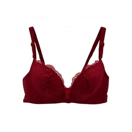 Embroidery Women Bra - Topumt Women Front Clousure Bra Lady Lace Embroidery Push Up No Steel Ring Bra Brassiere Underwear Lingerie 3/4 Cup 34-40 Bra