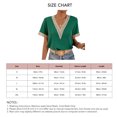 thumbnail image 5 of Top de manga corta con cuello en V para mujer, blusa elegante de encaje informal holgada a la moda para citas, 5 of 5