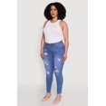 thumbnail image 3 of Womens Plus Size WAX High Waisted Distressed Frayed Skinny Jeans, 3 of 5