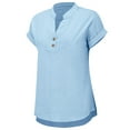 thumbnail image 6 of Womens Tops V Neck Button Short Sleeved Slit Top T Shirt Classic Round Neck With Print Cotton And Linen Suitable for All Body Types & Daily Wear Package Size 25X25X2Cm 5Xl Shirts for Women, 6 of 8