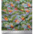 thumbnail image 1 of Soimoi Polyester Crepe Fabric Tropical Leaves,Plumeria & Heliconia Floral Decor Fabric Printed Yard 42 Inch Wide, 1 of 1