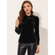 thumbnail image 4 of Blusa de Trabajo Allegra K Blusa de Terciopelo Retro de Manga Larga con Cuello de Corbata Negro XL, 4 of 4