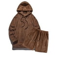 thumbnail image 4 of Kakii Men's Hoodie and Shorts Set, Matching Long Sleeve Pullover Hoodie & Elastic Waist Shorts, Casual Two-Piece Loungewear, 4 of 9