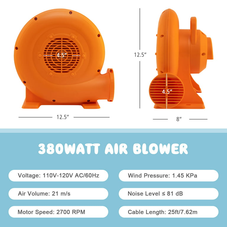 Topbuy Electric Air Blower Inflatable Bouncer Blower with Handle Large Air  Outlet Commercial Air Blower for Inflatable Castle and Jump Slides 380W
