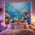 thumbnail image 2 of Sea Turtle Swimming in Coral Reef Underwater Scene, Serene Digital Art for Ocean Enthusiasts, Nautical Home Decor, Birthday Gift, Tapestry Wall Hanging for Living Room and Beach House, 2 of 7