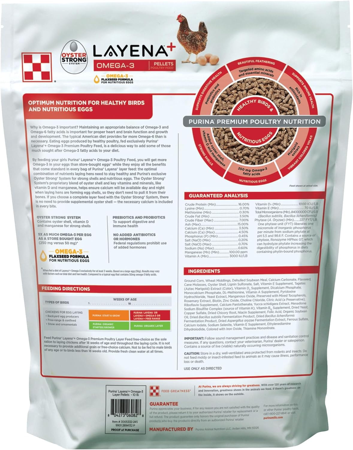 Purina Animal Nutrition (C)Layena+ Omega-3 Pellets 10LB(4)