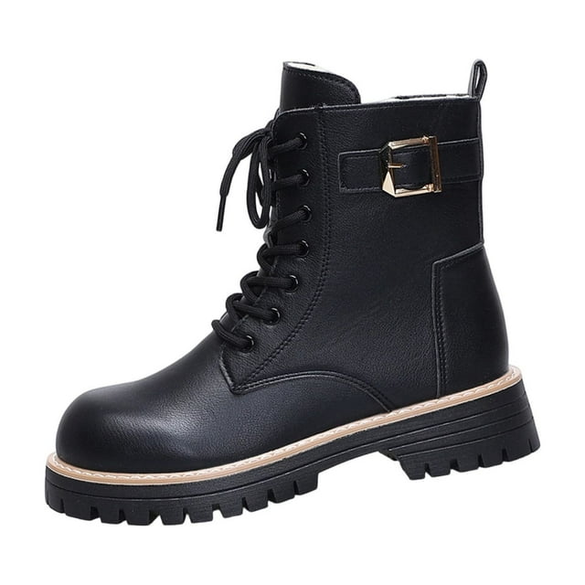 Birdeem Women's Winter Boots, Thick-Soled Lace-Up Zipper, Large Size Fall Style, Height-Enhancing Short Boots