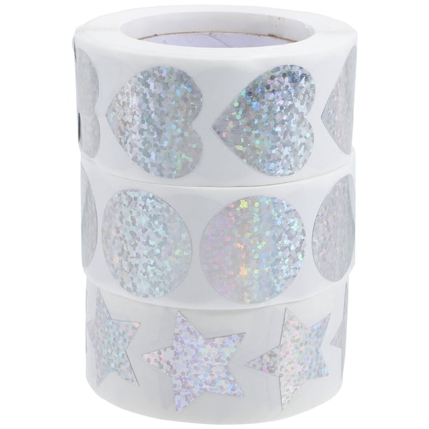 3 rollos de pegatinas brillantes para sellar, pegatinas decorativas autoadhesivas.