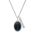 thumbnail image 1 of Delight Jewelry Silvertone Oval - Imitation Cat's Eye - Black - Silvertone Live the Life You Have Imagined Bar Charm Necklace, 23", 1 of 4