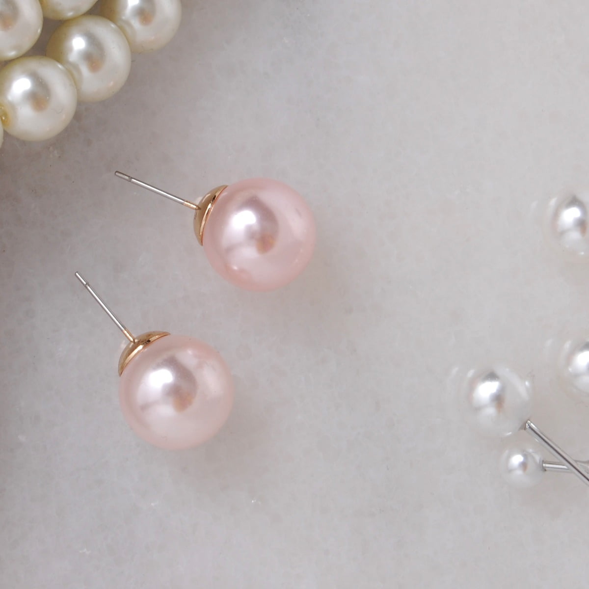 Humble Chic Simulated Pink Pearl Studs, Large 14mm Earrings